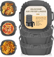 Silicone Air Fryer Liners Reusable,Silicone Air Fryer Liners Reusable, Food Grade Airfryer Liners Air Fryer Silicone Pot Basket Bowl Baking Tray Oven Liners, Instant Pot Air Fryer Accessories,square air fryer liners, 8 qt air fryer liners,