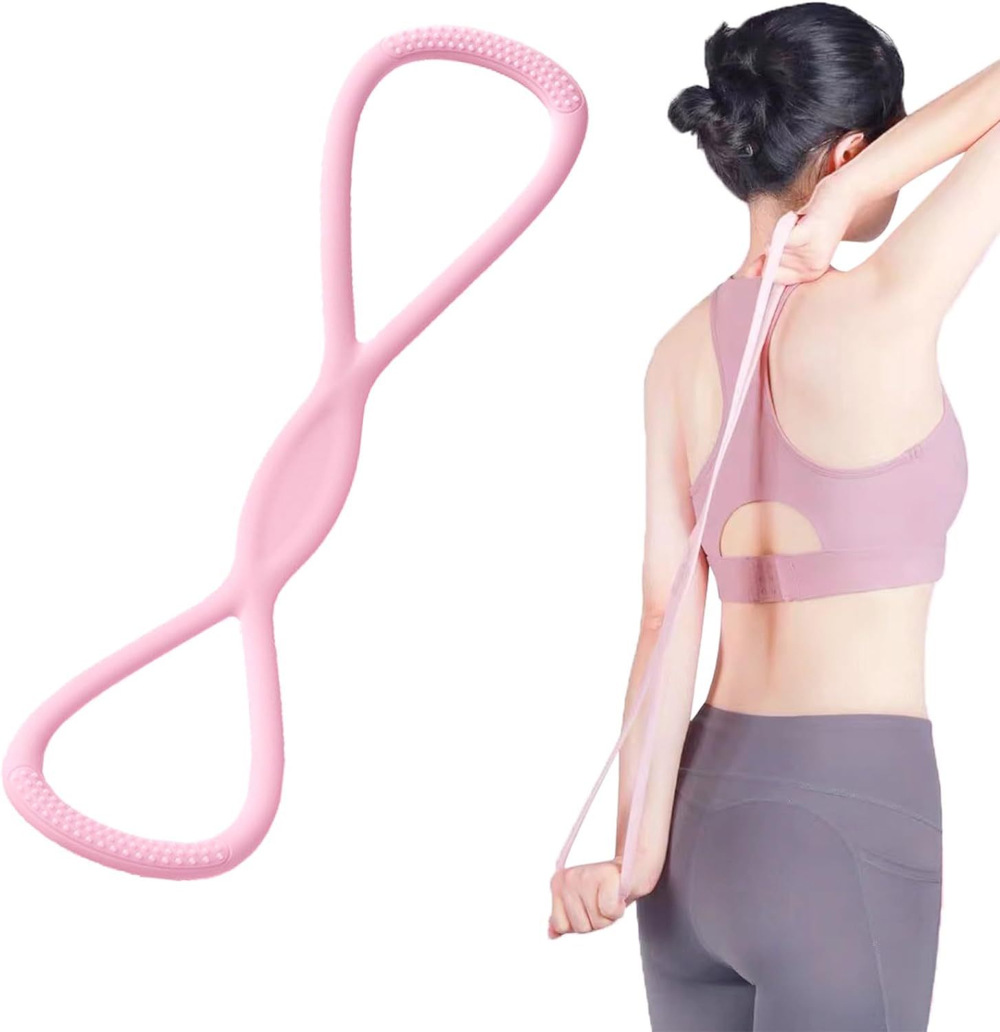 Silicone Tension Band with Handles for Women/Men,Figure 8 Resistance Silicone Tension Band with Handles for Women/Men, Fitness Band for Arm/Back/Chest/Shoulder/Legs/Yoga Stretching Exercise, Suitable for Home/Gym Workout