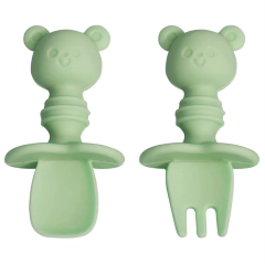 Silicone Baby Feeding Spoon and Fork Set,Silicone Baby Feeding Spoon and Fork Set l Baby Led Weaning, Toddler Self-Feeding & Training l First Stage Utensils for Infant and Parent l Anti-Choke Barrier