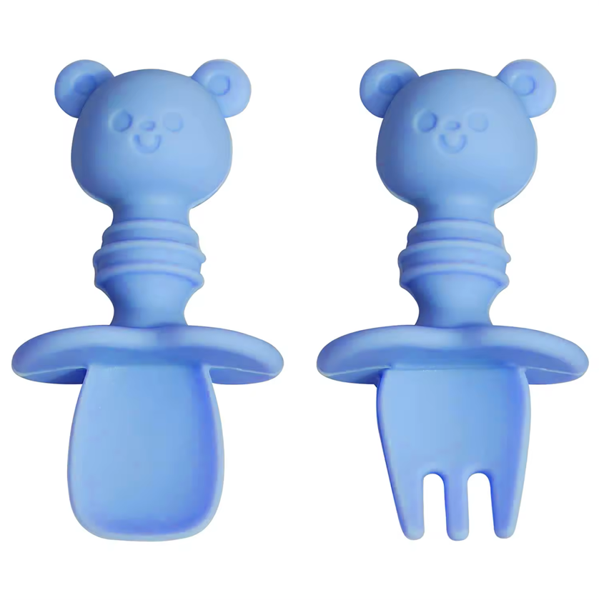 Silicone Baby Feeding Spoon and Fork Set