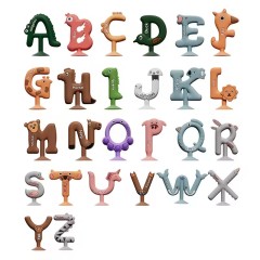 Suction Toys Kids Bath Toy for Toddler,Suction Toys Kids Bath Toy for Toddler Aged 3, 30PCS Silicone Animal Alphabet Number Sucker Toy, Montessori Sensory Toy Gift for Kids Aged 4-8, Educational Spelling Fidget Toys for Autism