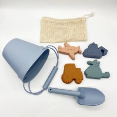 6Pcs Silicone Beach Toys,6Pcs Silicone Beach Toys,Modern Baby Beach Toys,Travel Friendly Beach Set,Silicone Bucket, Shovel, 4 Sand Molds, Beach Bag,Silicone Sand Toys for Toddlers, beach toys for kids, beach sand toys, beach toys for toddlers
