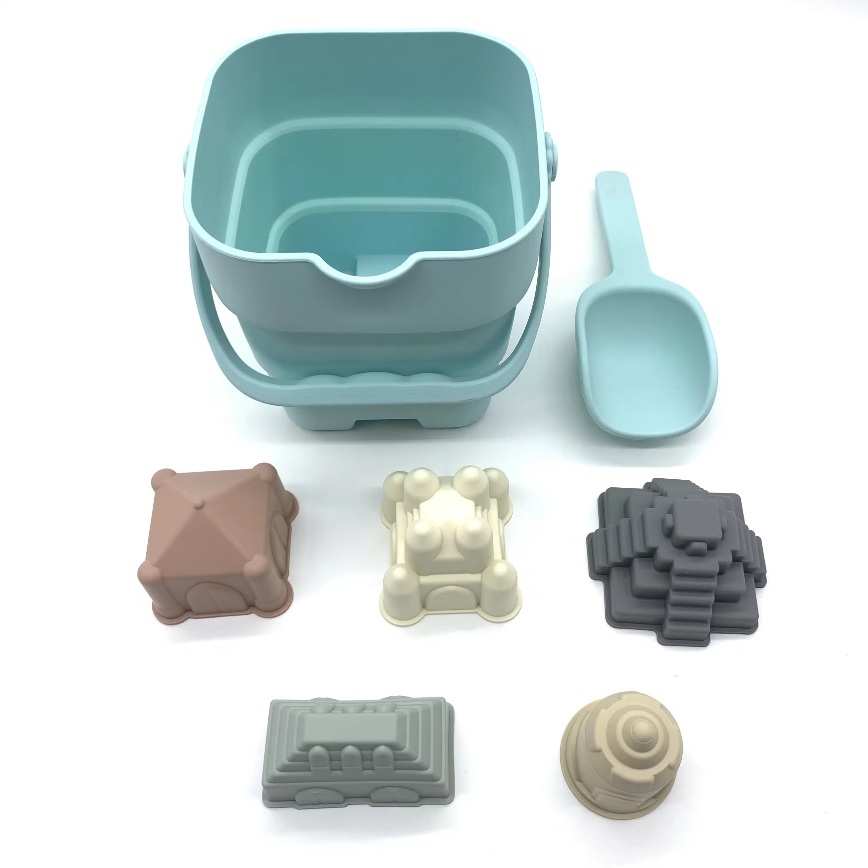 Modern Baby Travel Friendly Beach Set,Silicone Beach Toys - Modern Baby Travel Friendly Beach Set | Bucket, Shovel, 7 Sand Molds, Bag | beach sand toys, beach toys for toddlers,  childrens beach toys