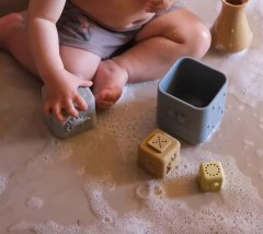 Nesting Cups and Silicone Stacking Toy,Silicone Stacking Cups - Nesting Cups and Silicone Stacking Toy - Open Ended Montessori Toddler and Baby Stacking Cups - Neutral Baby Toys