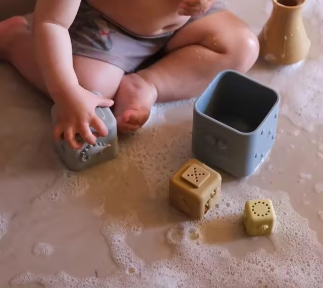 Nesting Cups and Silicone Stacking Toy,Silicone Stacking Cups - Nesting Cups and Silicone Stacking Toy - Open Ended Montessori Toddler and Baby Stacking Cups - Neutral Baby Toys