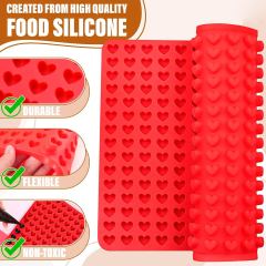 Gummies Molds Silicone Mat Mini Hearts,Mini Heart Mold - Gummies Molds Silicone Mat Mini Hearts Cute Silicone Molds for Candy Baking Mold - 15.5" x 11" Heart Shaped Silicone Molds for Baking Chocolate Molds Silicone Shapes
