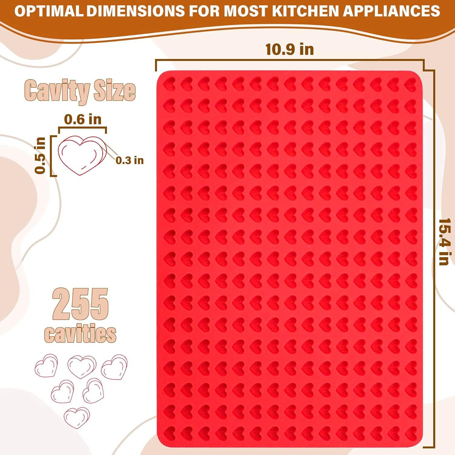 Gummies Molds Silicone Mat Mini Hearts,Mini Heart Mold - Gummies Molds Silicone Mat Mini Hearts Cute Silicone Molds for Candy Baking Mold - 15.5" x 11" Heart Shaped Silicone Molds for Baking Chocolate Molds Silicone Shapes