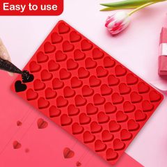 63 Cavities Heart Mould Silicone Candy Chocolate Mold,Cute Heart Mold, 63 Cavities Heart Mould Silicone Candy Chocolate Mold Baking Tray for Homemade Treats Valentine's Day Love Small Soap Wax Melt Making