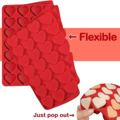 63 Cavities Heart Mould Silicone Candy Chocolate Mold,Cute Heart Mold, 63 Cavities Heart Mould Silicone Candy Chocolate Mold Baking Tray for Homemade Treats Valentine's Day Love Small Soap Wax Melt Making