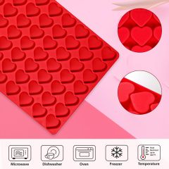 63 Cavities Heart Mould Silicone Candy Chocolate Mold,Cute Heart Mold, 63 Cavities Heart Mould Silicone Candy Chocolate Mold Baking Tray for Homemade Treats Valentine's Day Love Small Soap Wax Melt Making