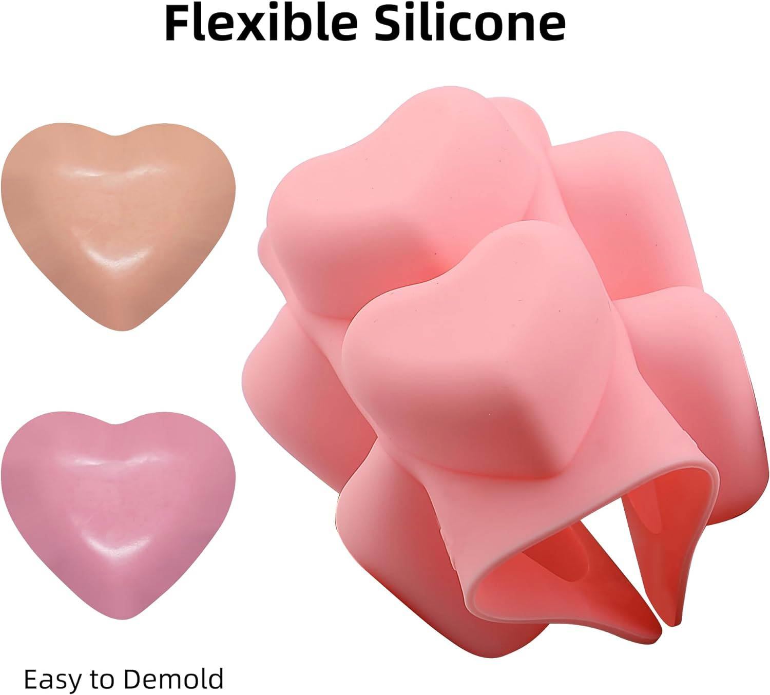 Heart Silicone Molds for Candy Soap Jelly,Heart Silicone Molds Valentine's Day Heart Chocolate Molds for Candy Ice Cube Resin Soap Jelly