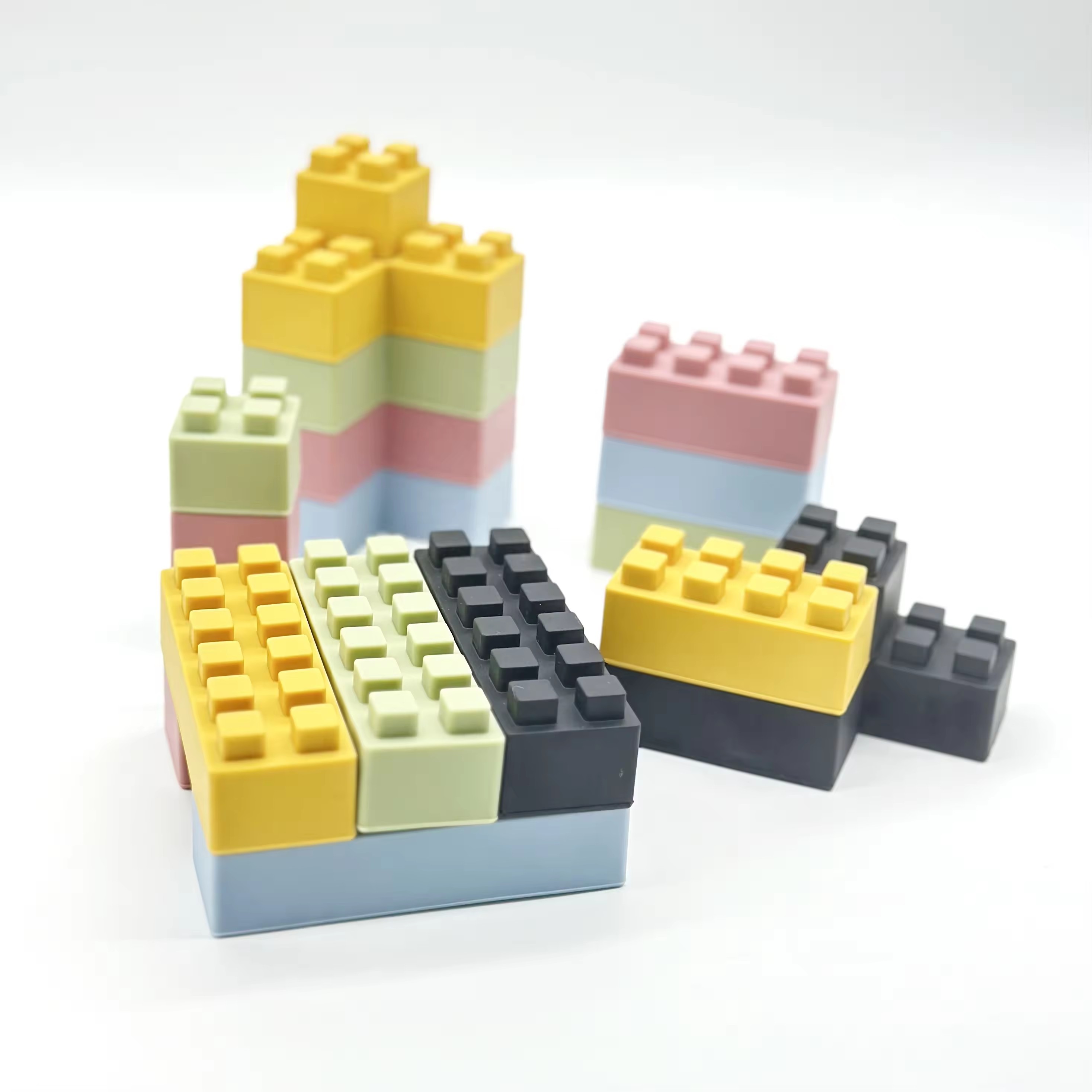 Stacking Toys Soft Building Blocks,Stacking Toys Soft Building Blocks, Silicone Montessori Educational Toy Toddler Sensory Learning, Baby Bath Toys,