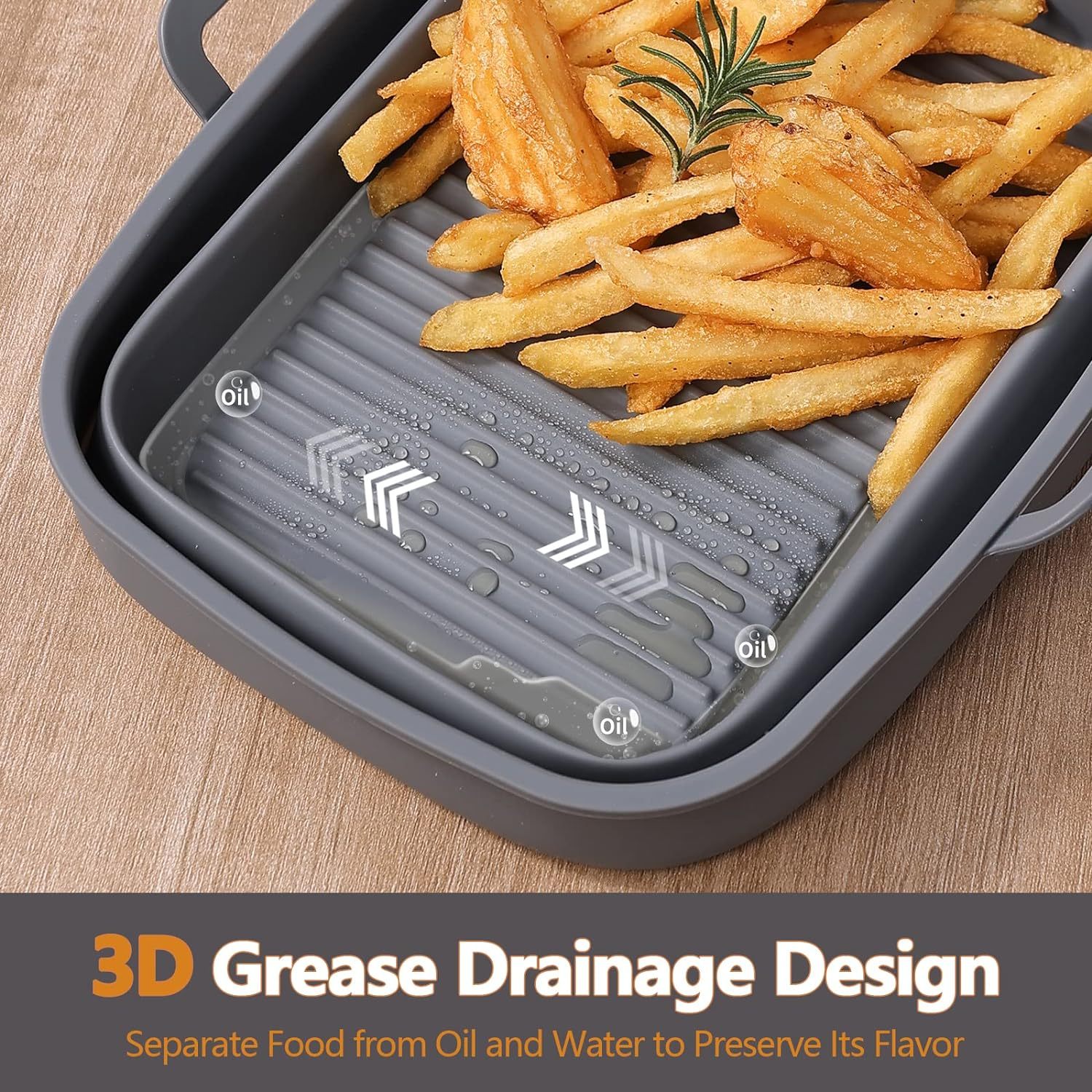 Collapsible Air Fryer Silicone Liners,Collapsible Air Fryer Silicone Liners for 8QT & 10QT Rectangular Air Fryer Silicone Pot, Reusable Silicone Air Fryer Basket，silicone air fryer liners, air fryer silicone liners, air fryer basket liners,