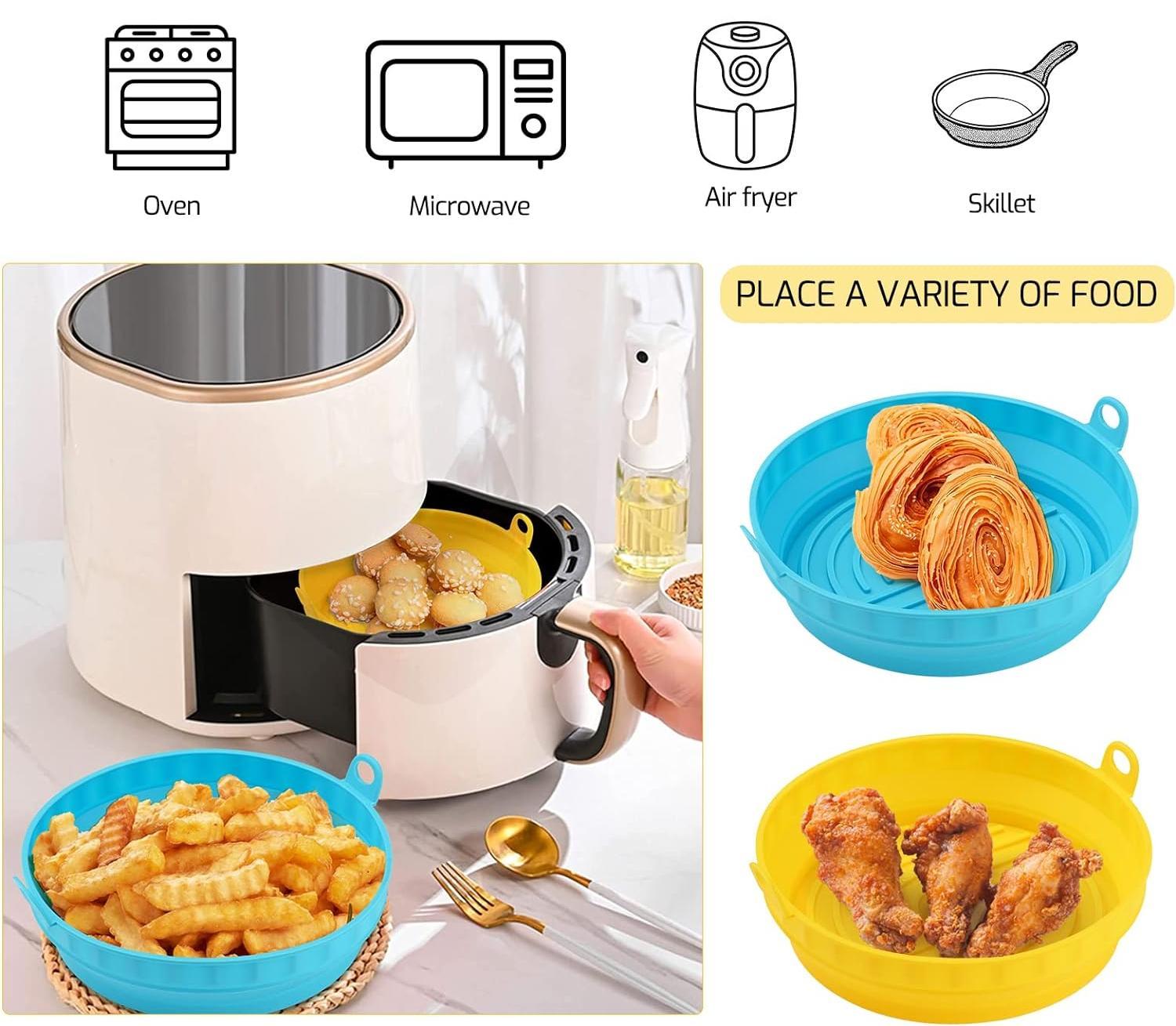 Silicone Air Fryer Liners Reusable,Silicone Air Fryer Liner - Air Fryer Silicone Liners - Reusable Silicone Bowl Basket - Air Fryer Silicone Pot - Air Fryer Silicone Basket Bowl - air fryer liners silicone,    best air fryer liners, liners for air fryer