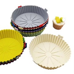 Air Fryer Silicone Liners Pot for 3 to 5 QT,Foldable Air Fryer Silicone Liners ，7.5 Inch Reusable Air Fryer Silicone Pot Fits 3 To 5 QT Air Fryer Air Fryer Basket Made Of Food Grade Silicone，air fryer reusable liners, air fryer tray liners