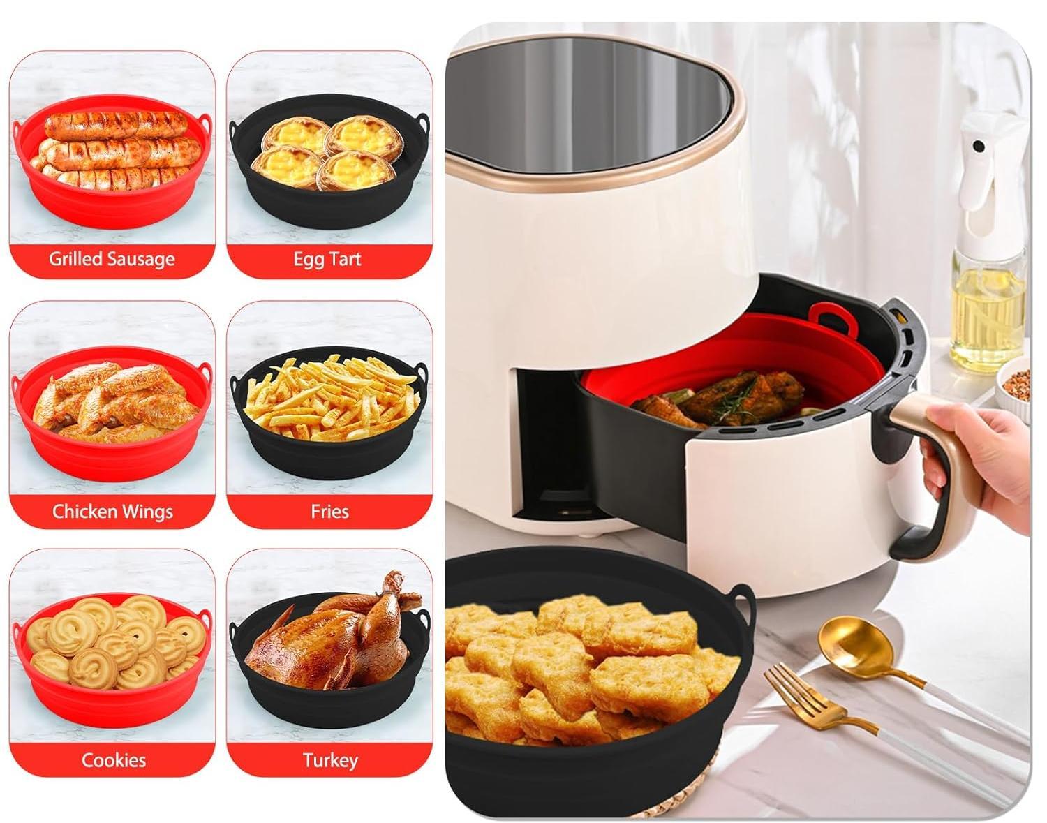 Silicone Air Fryer Liners Reusable,Silicone Air Fryer Liner - Air Fryer Silicone Liners - Reusable Silicone Bowl Basket - Air Fryer Silicone Pot - Air Fryer Silicone Basket Bowl - air fryer liners silicone,    best air fryer liners, liners for air fryer