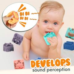 Soft Stacking Building Blocks toys,Baby Blocks stacking toys-Baby Toys for Toddler Baby Girl Boy 0-3-6-9-7-8-12-18 Months-Soft Stacking Building Blocks-Montessori Infant Teething Chewing Toy-Squeeze Sensory Toys-Newborn Baby Bath Toy