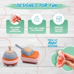 BPA-Free Silicone Toddler Stackable Toys,BPA-Free Silicone Toddler Stackable Toys- Stacking Blocks, Stacking Cups/Stacking Rings, Stacking Toys for Toddlers 6-12 Months to 3 Years Old | Tank & UFO Set