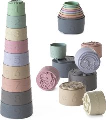 Baby Stacking Cups Toys,Baby Stacking Cups Toys, Soft Silicone Baby Teething Toys, Baby Boy Girl Shower Gifts for 3 6 9 12 18 Months 1 One Year Old, Infant Newborn Essentials Sensory Montessori Developmental Toys