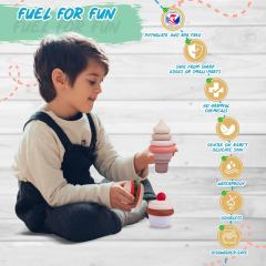 BPA-Free Silicone Toddler Stackable Toys,BPA-Free Silicone Toddler Stackable Toys- Stacking Blocks, Stacking Cups or Stacking Rings, Stacking Toys for Toddlers 6-12 Months to 3 Years Old- Burger | Cake- Ice Cream Baby Stacking Toys