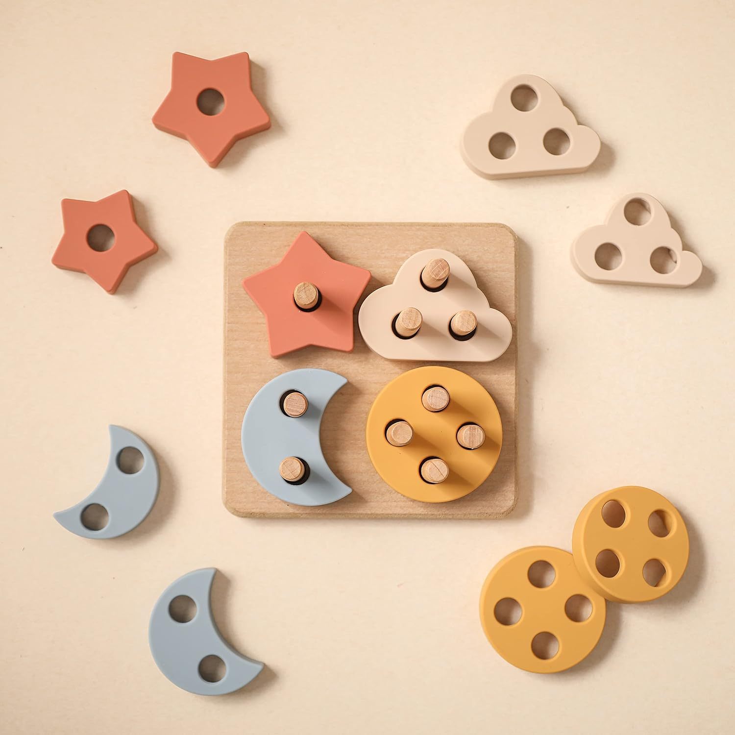 Stacking Montessori Toys for Toddler,Stacking Montessori Toys for Toddler 1 2 3 Year Old, Shape Sorter Silicone Sorting and Stacking Toys - Preschool Fine Motor Skill Toy Sorter Puzzles Boys Girls Gifts 18+ Months Old
