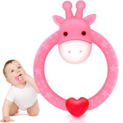 BPA Free Silicone Giraffe Baby Teether Toy,BPA Free Silicone Giraffe Baby Teether Toy with Storage Case, for 3 Months Above Infant Sore Gums Pain Relief and Baby Shower, Baby Teething Toys，teether toys for infants