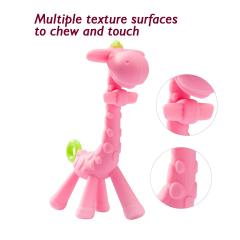 BPA Free Silicone Giraffe Baby Teether Toy,BPA Free Silicone Giraffe Baby Teether Toy with Storage Case, for 3 Months Above Infant Sore Gums Pain Relief and Baby Shower, Baby Teething Toys，teether toys for infants