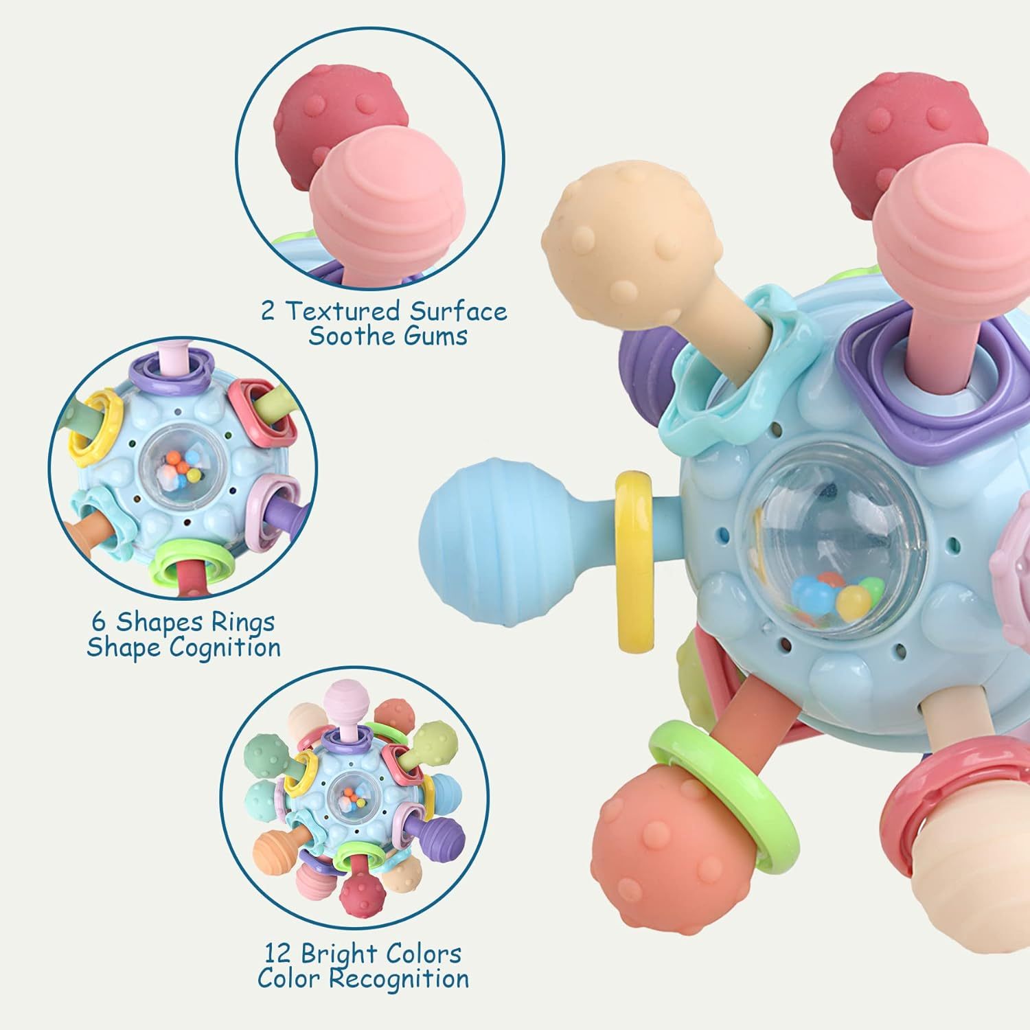 Silicone Infant Sensory Chew Rattles Toys,Baby Teething Toys - Silicone Infant Sensory Chew Rattles Toys - teether rattle toys, teether toys age - Teethers for Babies
