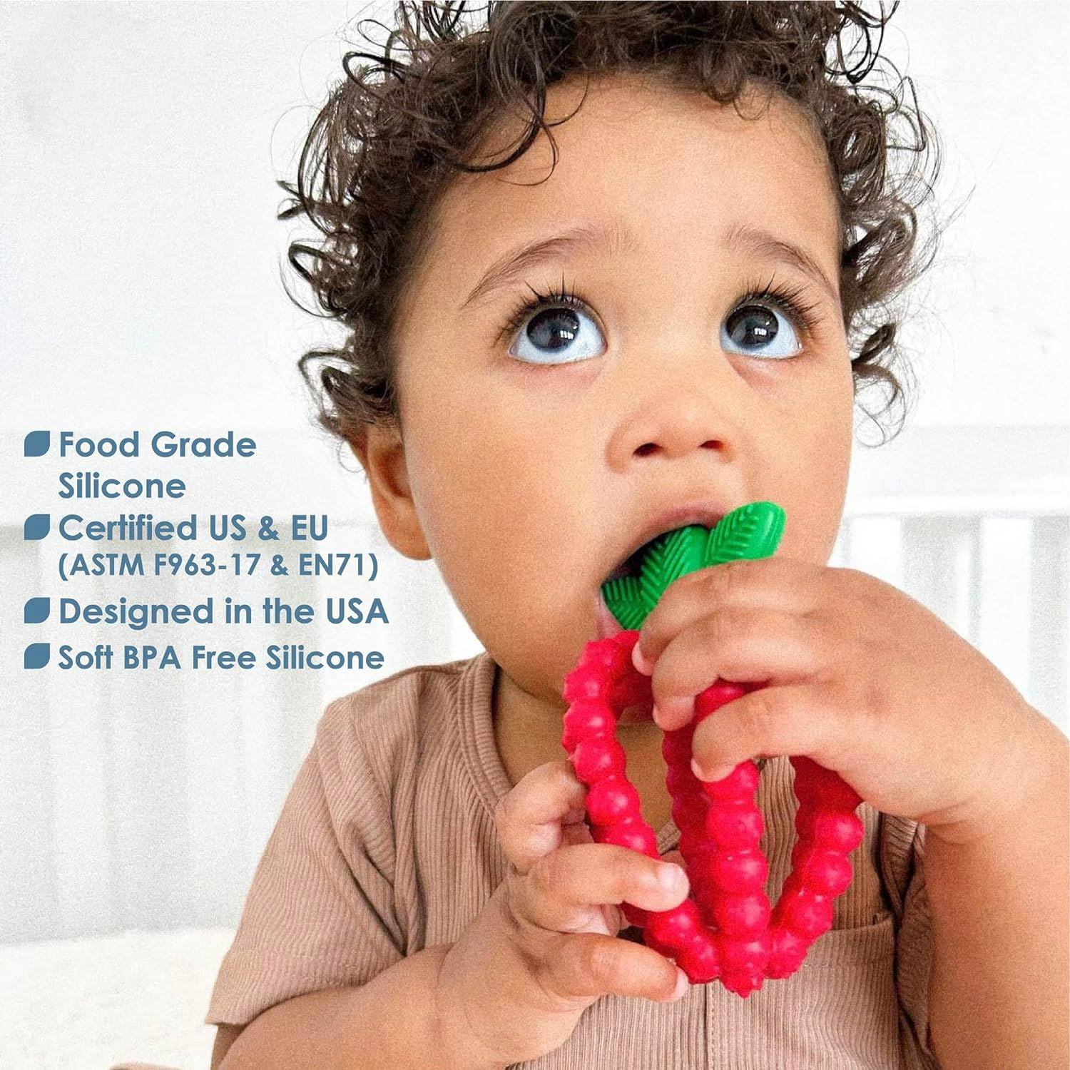 Silicone Infant & Baby Teething Toy,Silicone Infant & Baby Teething Toy, Textured BerryBumps Soothe Babies’ Sore Gums, RaZberry Bites Relief Teether, Back & Front Teeth, teether toys, teether toys for infants, teether toys for 3 month old