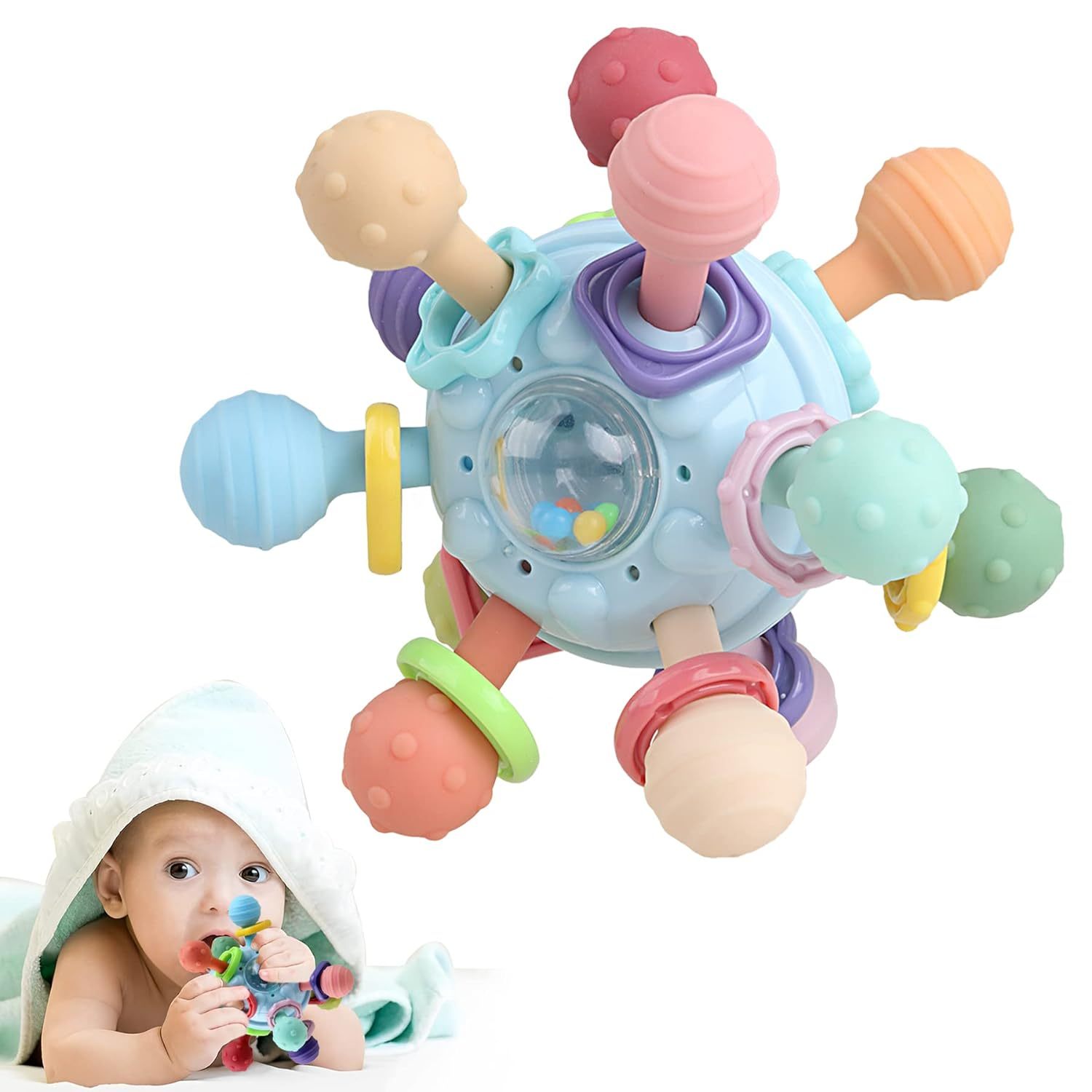 Silicone Infant Sensory Chew Rattles Toys,Baby Teething Toys - Silicone Infant Sensory Chew Rattles Toys - teether rattle toys, teether toys age - Teethers for Babies