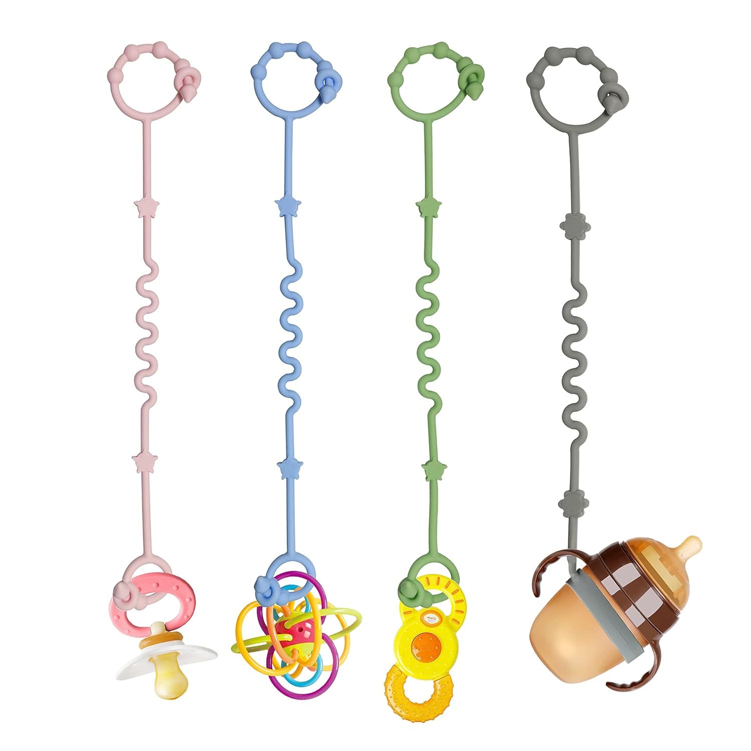 Kangde Silicone Setpacifier Clip,Silicone Toy Straps for Baby,Kangde Bottles Holder for Baby, Applies to Pacifier Strap for Kangde Bottles, Stroller Toys, Teething Toys for Babies, High Chair Toys