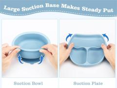Silicone Baby Feeding Set,Silicone Baby Feeding Set, Baby Led Weaning Supplies with Suction Bowl Divided Plate, Toddler Self Feeding Dish Set with Spoons Forks Sippy Cup Adjustable Bib,  baby feeding set silicone, baby first feeding set, best silicone baby feeding set