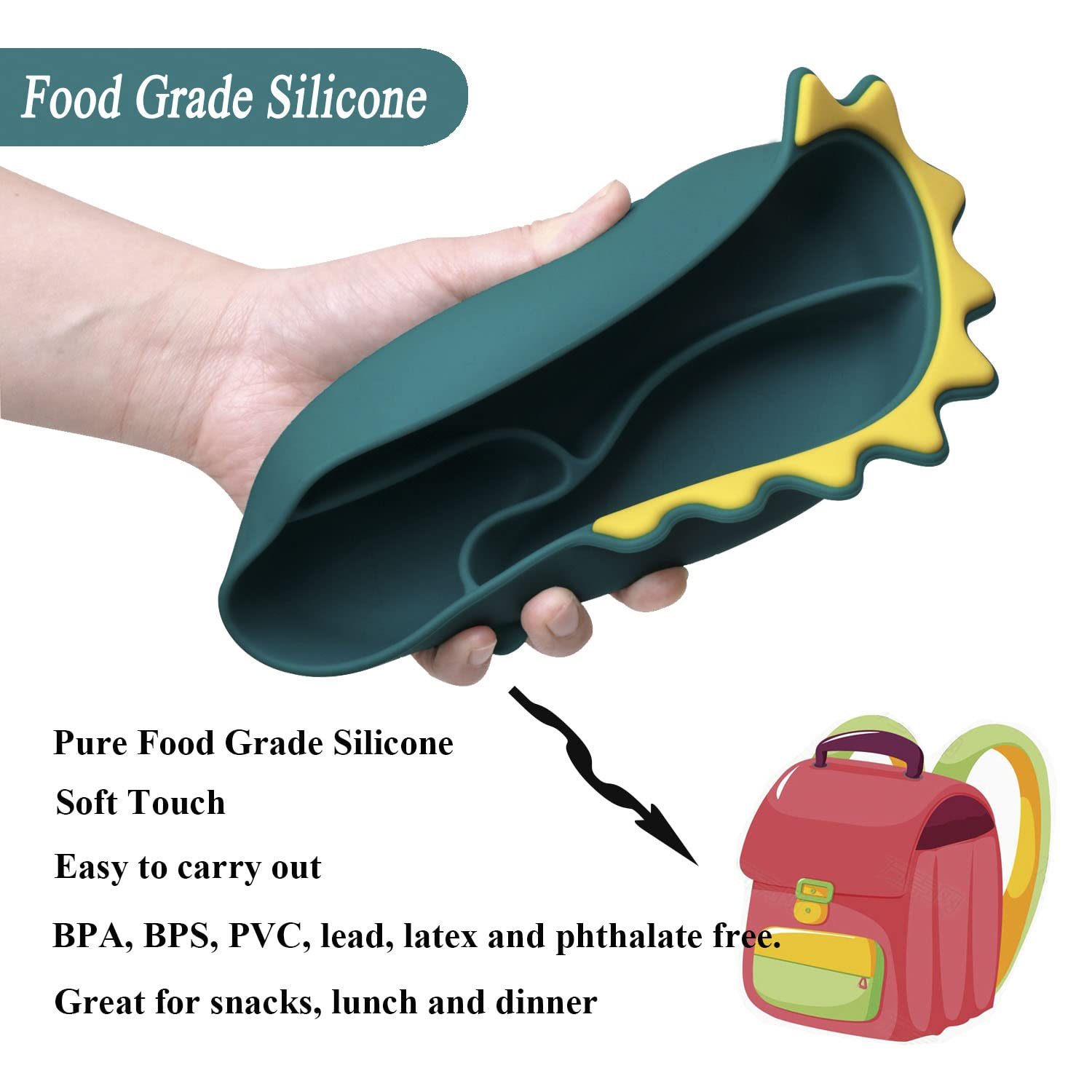 Baby Feeding Set Dinosaur shape,Baby Feeding Set， baby feeding set silicone, baby first feeding set, best silicone baby feeding set