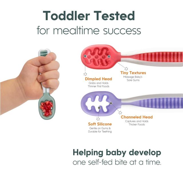 Baby Spoon Set,Baby Spoon Set| BPA Free Silicone Self Feeding Toddler Utensils | for Kids Ages 6 Months+,