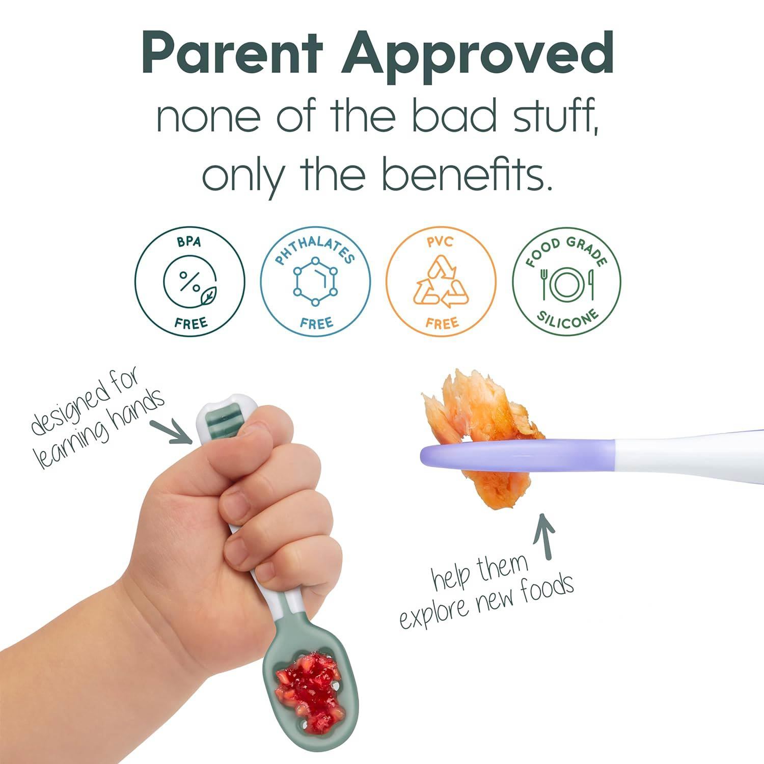 Baby Spoon Set,Baby Spoon Set| BPA Free Silicone Self Feeding Toddler Utensils | for Kids Ages 6 Months+,