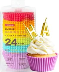 Silicone Baking Cups,Silicone Baking Cups - Non-stick Muffin Cupcake Liners Set, Thick & Heavy Duty Cupcake Molds - Perfect for Party Halloween Christmas Bakery Supplies,