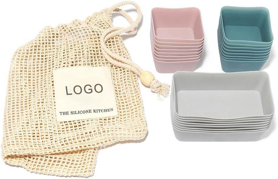 Silicone Bento Baking Cups,Silicone Kitchen Reusable Silicone Bento Baking Cups, Non-Toxic, BPA Free, Dishwasher Safe Bento Box Accessories Lunch Box Dividers, Square and Rectangle
