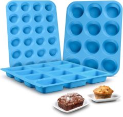 Silicone Muffin Pan,Silicone Muffin Pan - Cupcake Pan, Mini Loaf Pan Silicone Baking Molds Food Grade BPA Free