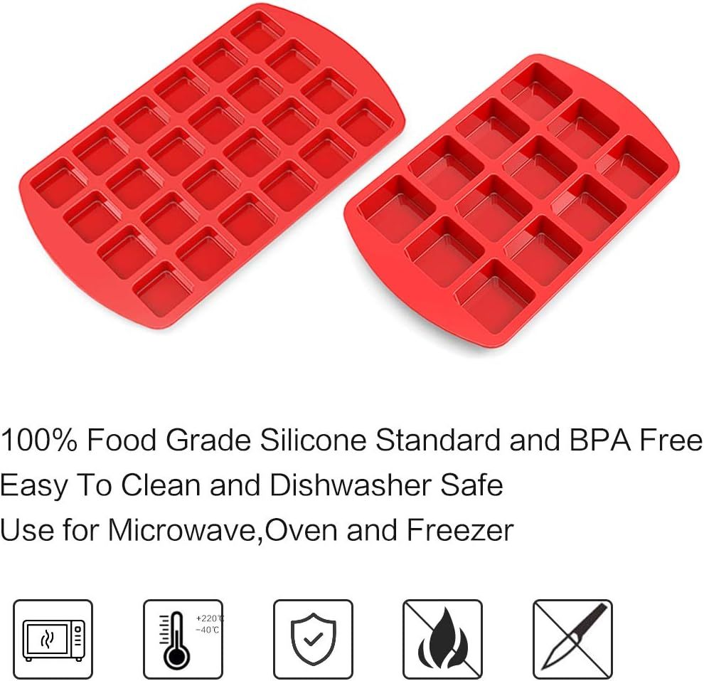 Silicone Brownie Pan with Dividers,Silicone Brownie Pan with Dividers - 12+24-Cavity Brownie Baking Pan, Non-Stick Silicone Molds for Brownie Bites, Keto Fat Bombs, Fudges and Chocolates