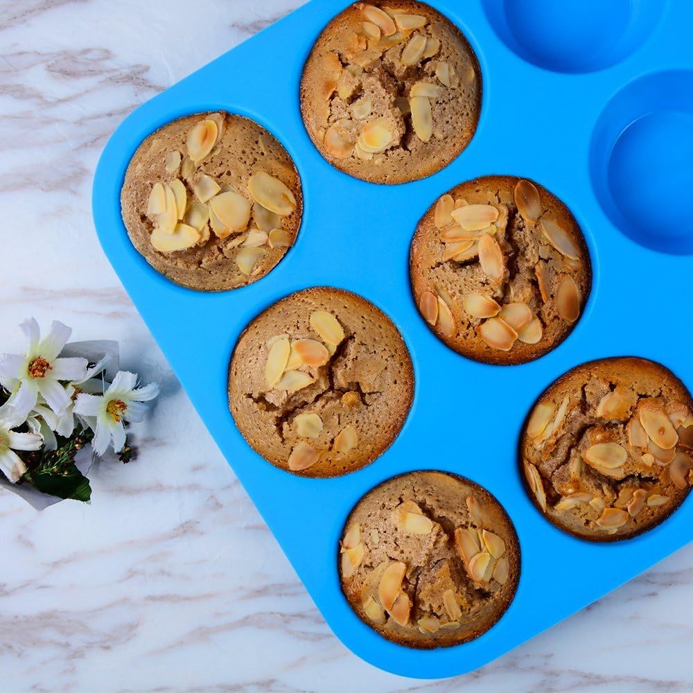 Silicone Muffin Pan,Silicone Muffin Pan - Cupcake Pan, Mini Loaf Pan Silicone Baking Molds Food Grade BPA Free