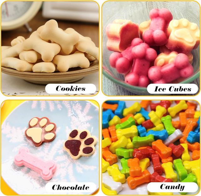 Silicone Molds Puppy Dog Paw and Bone,Silicone Molds Puppy Dog Paw and Bone, Elegant Chocolate Molds for Baking, Non-Stick gummy molds, Dog Treat Molds, Used for Chocolate, Candy,Pudding, Jelly,Ice Cube,Biscuits,Dog Treat
