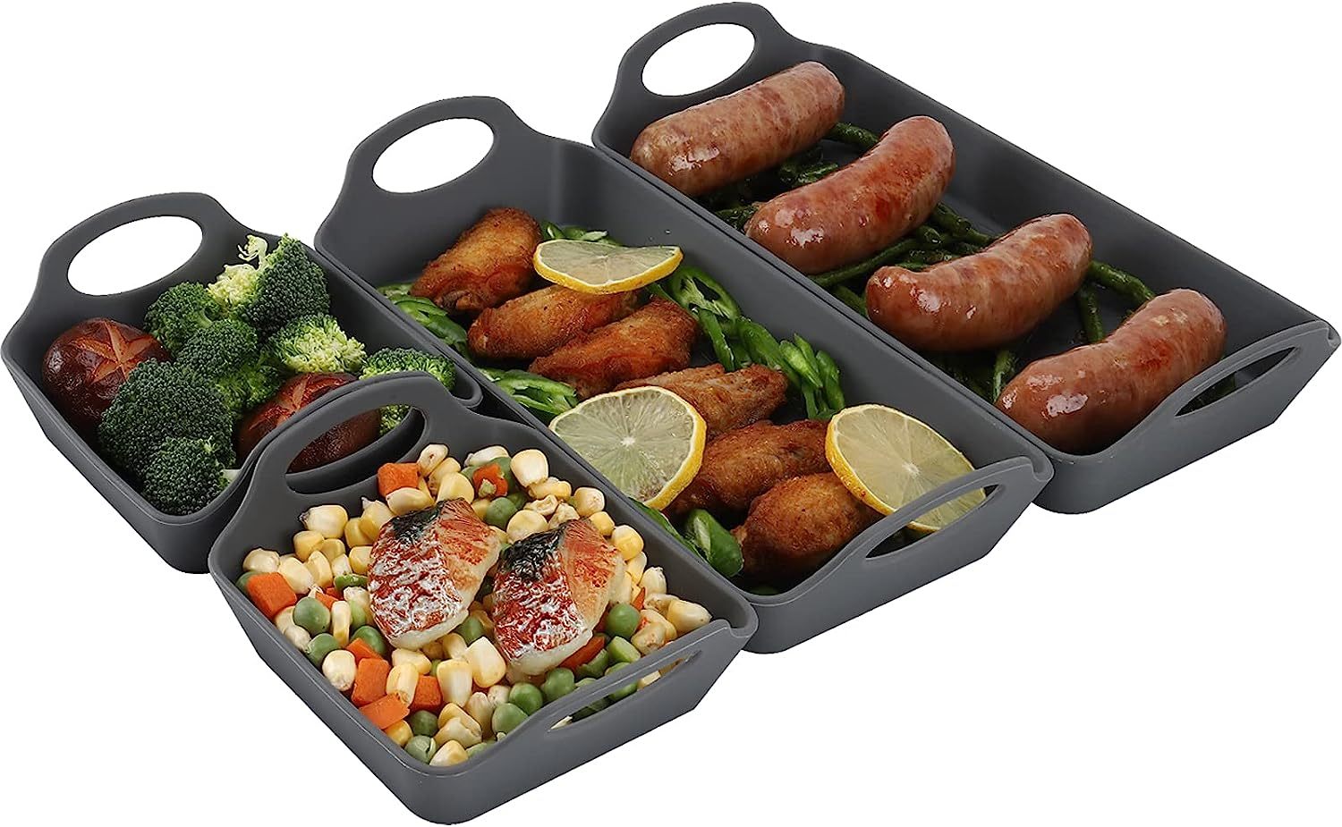 Silicone Baking Sheet Pan Dividers,,Silicone Baking Sheet Pan Dividers,Sturdy Heatproof Handles Nonstick Tray,Cooking Reimagined,Reusable Bakeware Set for Meal Prep,Easy to Clean,Air Fryer,Oven Safe