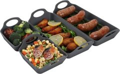 Silicone Baking Sheet Pan Dividers,,Silicone Baking Sheet Pan Dividers,Sturdy Heatproof Handles Nonstick Tray,Cooking Reimagined,Reusable Bakeware Set for Meal Prep,Easy to Clean,Air Fryer,Oven Safe