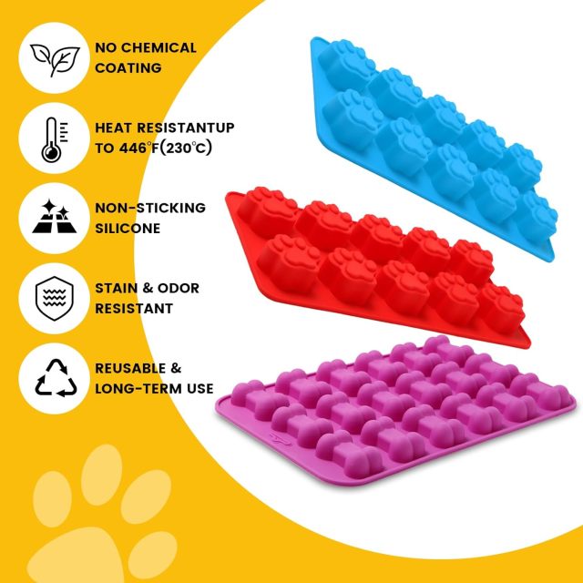 Silicone Molds Puppy Dog Paw and Bone,Silicone Molds Puppy Dog Paw and Bone, Elegant Chocolate Molds for Baking, Non-Stick gummy molds, Dog Treat Molds, Used for Chocolate, Candy,Pudding, Jelly,Ice Cube,Biscuits,Dog Treat