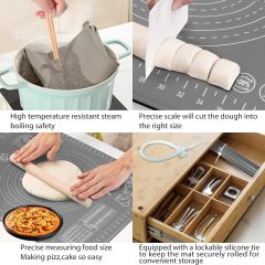 Silicone Pastry Mat Extra Thick Non-stick Baking Mat,Silicone Pastry Mat Extra Thick Non-stick Baking Mat, 32" x 24" Rolling Dough With Measurements Non-slip Silicone Mat, Kneading Mat, Counter Mat, Dough Mat with Edge Heightening