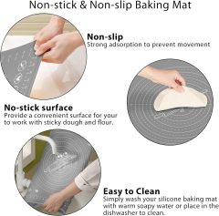 Silicone Pastry Mat Extra Thick Non-stick Baking Mat,Silicone Pastry Mat Extra Thick Non-stick Baking Mat, 32" x 24" Rolling Dough With Measurements Non-slip Silicone Mat, Kneading Mat, Counter Mat, Dough Mat with Edge Heightening