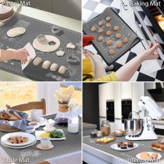 Silicone Pastry Mat Extra Thick Non-stick Baking Mat,Silicone Pastry Mat Extra Thick Non-stick Baking Mat, 32" x 24" Rolling Dough With Measurements Non-slip Silicone Mat, Kneading Mat, Counter Mat, Dough Mat with Edge Heightening