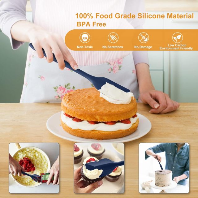 Silicone Rubber Spatula Set for Kitchen Baking,Food Grade Silicone Rubber Spatula Set for Kitchen Baking, Cooking, and Mixing High Heat Resistant Non Stick Dishwasher Safe BPA-Free