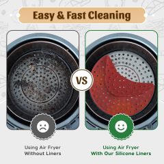Reusable Silicone Air Fryer Liners 9 Inches,Air Fryer Silicone Liners, Non-Stick, Easy Clean, Reusable Air Fryer Liner Mats,air fryer liners with holes, air fryer paper liners walmart, best silicone liners for air fryer