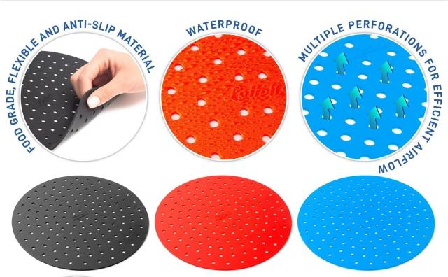 Reusable Silicone Air Fryer Liners 9 Inches,Air Fryer Silicone Liners, Non-Stick, Easy Clean, Reusable Air Fryer Liner Mats,air fryer liners with holes, air fryer paper liners walmart, best silicone liners for air fryer